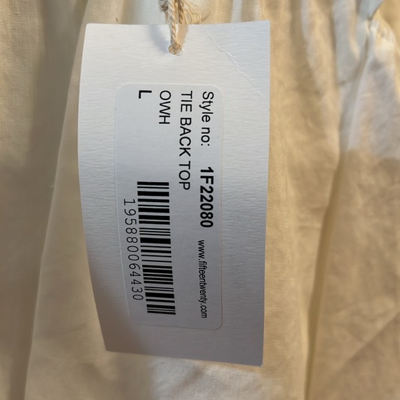 Fifteen Twenty Off White back tie Top - Picture 3 of 3